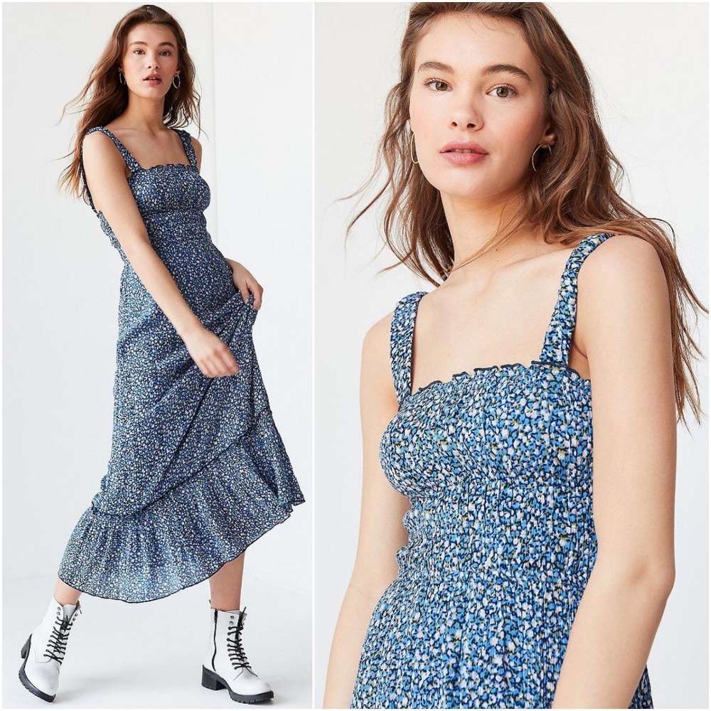 Urban Outfitters Ophelia Ruffle Hem Midi Dress